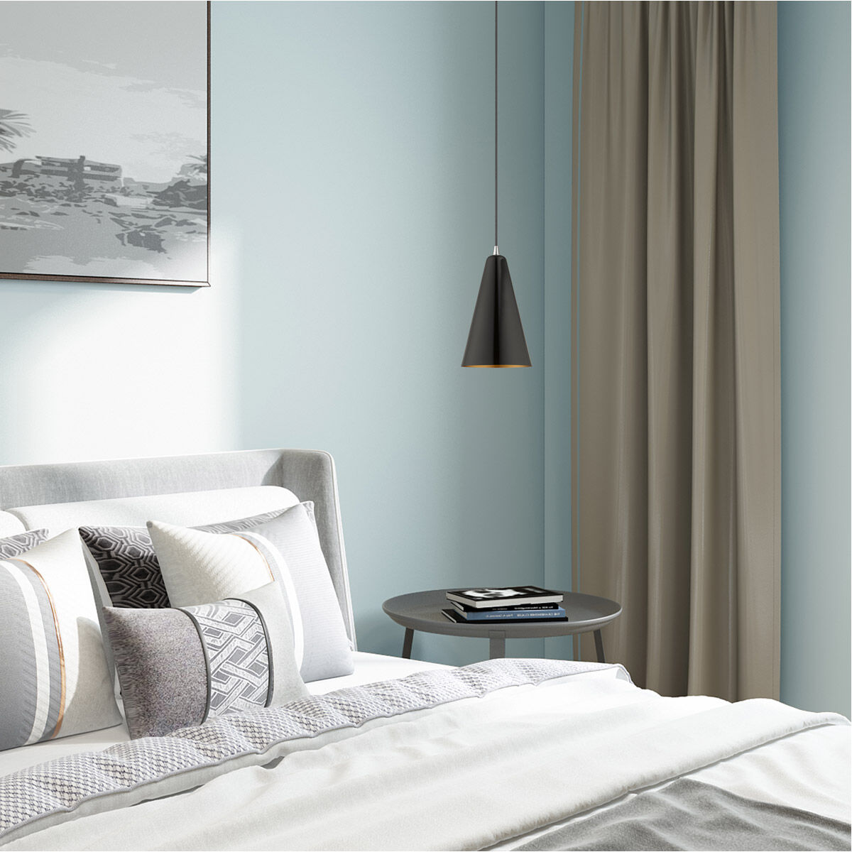 Allison 1 Light 7 inch Shiny Black Mini Pendant Ceiling Light