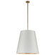 Calor 3 Light 24.88 inch Vintage Brass with White Linen With Gold Parchment Pendant Ceiling Light in White/Gold