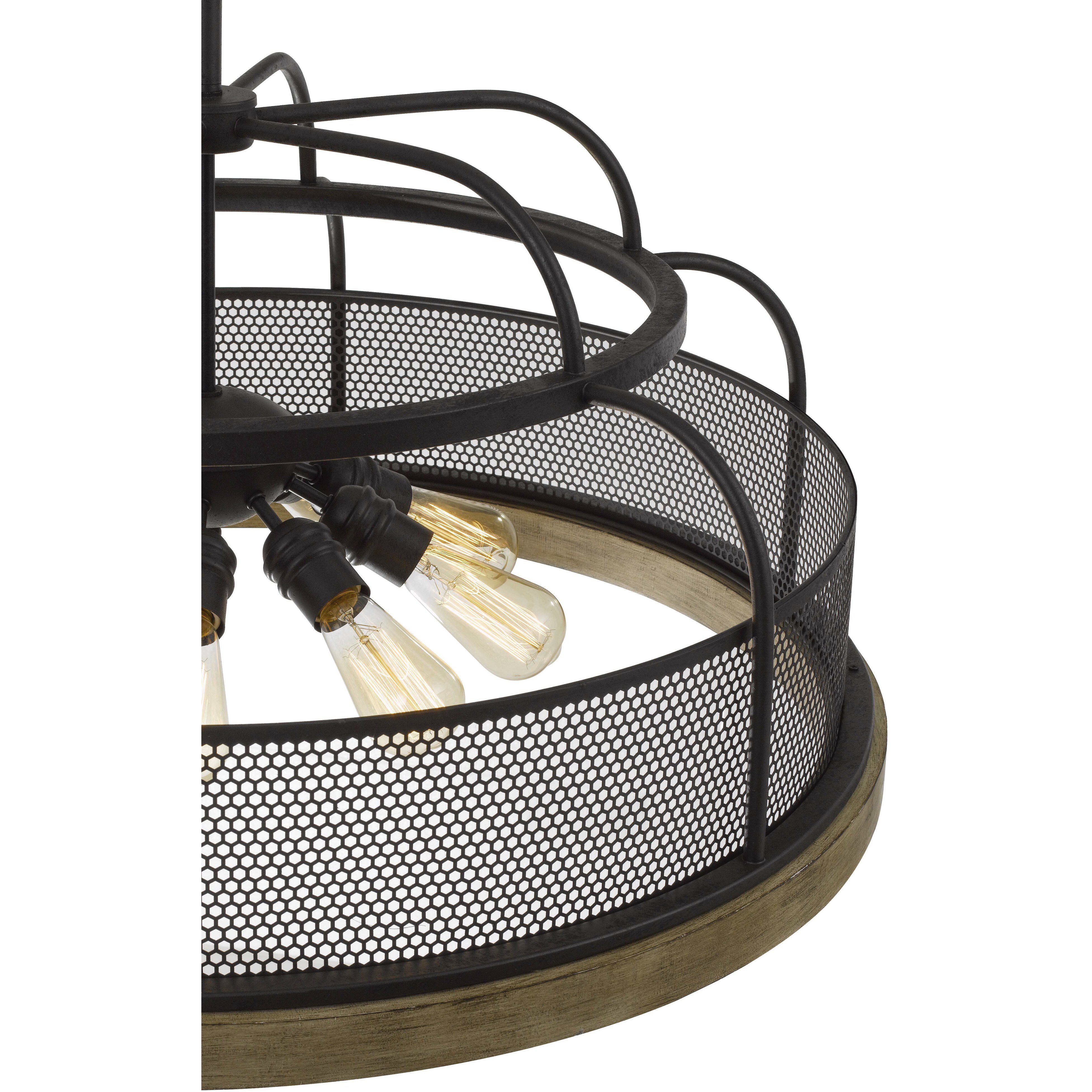 Akaki 9 Light 25 inch Iron and Light Oak Chandelier Ceiling Light, Dome