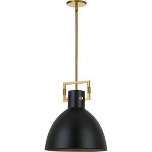 Liberty 1 Light 13.75 inch Matte Black with Aged Brass Pendant Ceiling Light in Matte Black and Aged Brass
