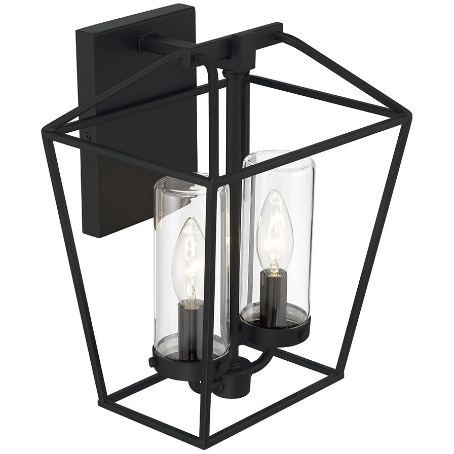 Bastille 2 Light 12 inch Satin Black Outdoor Wall Sconce