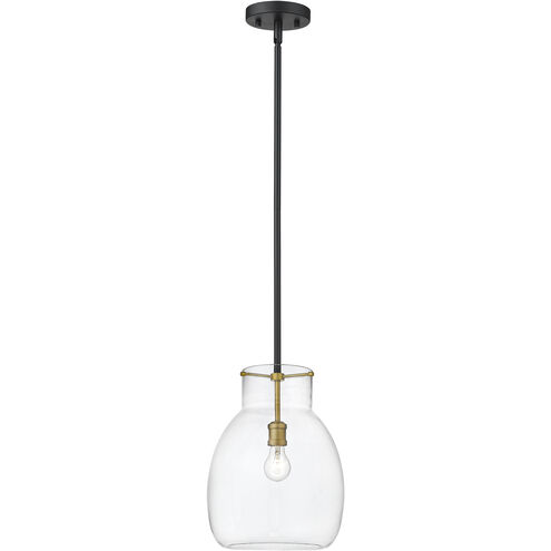 Bella 1 Light 12 inch Matte Black and Olde Brass Pendant Ceiling Light