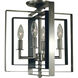 Symmetry 4 Light 14 inch Antique Brass with Matte Black Accents Semi-Flush Mount Ceiling Light