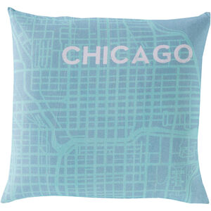 City Maps 18 inch Teal, Light Gray, Aqua Pillow Kit