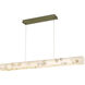LumenAria LED 48 inch Brushed Brass Linear Pendant Ceiling Light in Alabaster Rocks