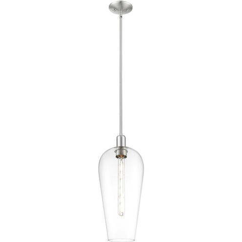 Downtown Urban Chelsea 1 Light 8 inch Brushed Satin Nickel Mini Pendant Ceiling Light in Clear Deco Swirl