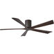 Atlas Irene-5H 60 inch Textured Bronze with Walnut Tone Blades Ceiling Mount Paddle Fan, Flush Mounted