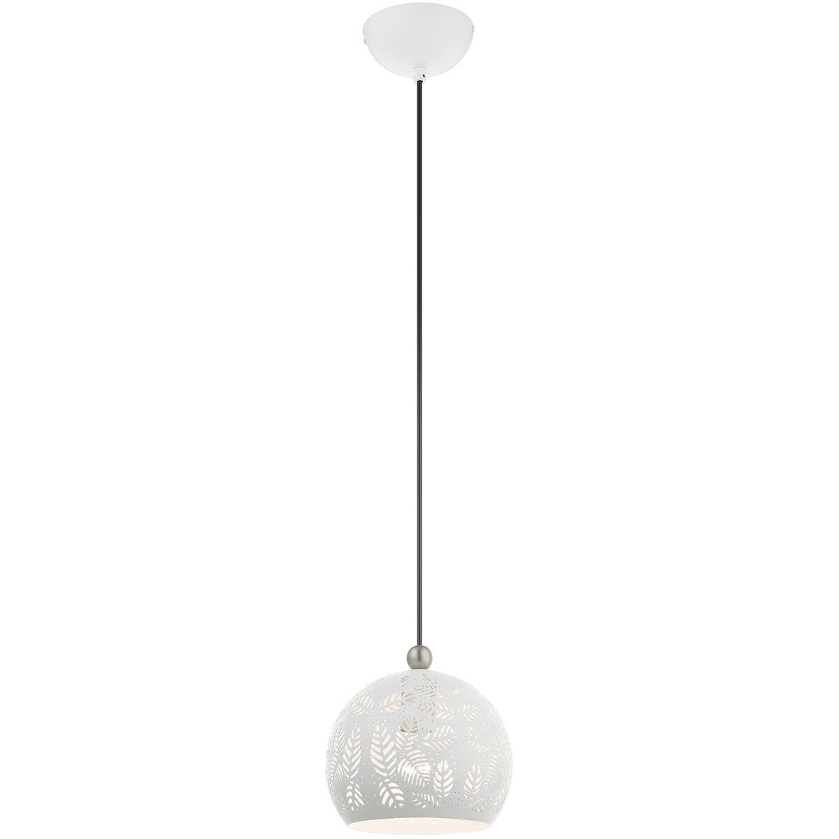 Chantily 1 Light 8 inch White with Brushed Nickel Accents Pendant Ceiling Light