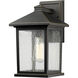Portland 1 Light 14 inch Oil Rubbed Bronze Outdoor Wall Light in Clear Seedy Glass, 4.24