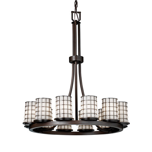 Wire Glass 12 Light 28 inch Dark Bronze Chandelier Ceiling Light in Grid with Clear Bubbles, 8400 Lm LED