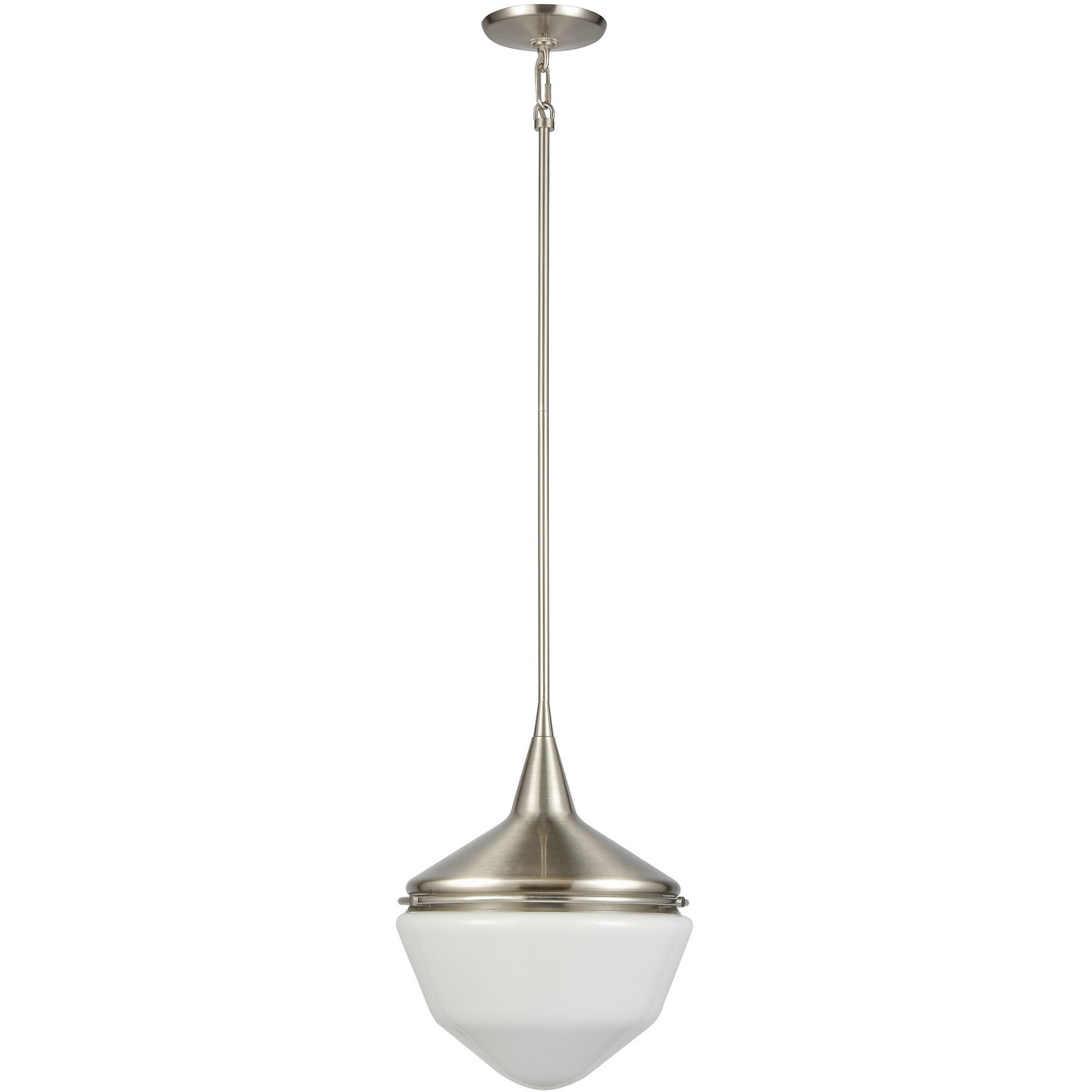 Mid-Century Schoolhouse 1 Light 12 inch Satin Nickel Mini Pendant Ceiling Light