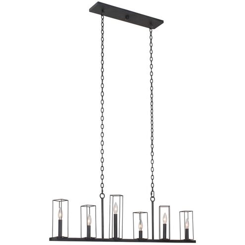 Allston 6 Light 46 inch Black Iron Island Light Ceiling Light