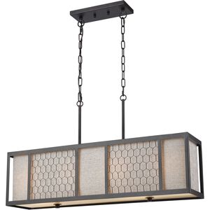 Filmore 4 Light 35 inch Oil Rubbed Bronze with Oatmeal and White Chandelier Ceiling Light