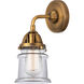 Nouveau 2 Small Canton LED 5.25 inch Brushed Brass Sconce Wall Light in Clear Glass