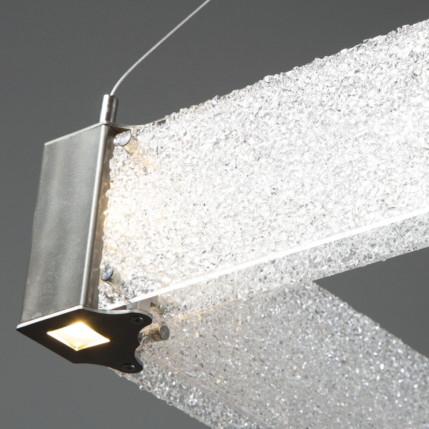 Parallel LED Matte Black Linear Pendant Ceiling Light in 3000K LED, Smoke Granite, Rectangular