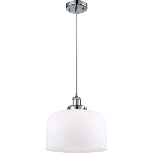 Ballston X-Large Bell LED 12 inch Polished Chrome Mini Pendant Ceiling Light in Matte White Glass, Ballston