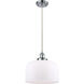 Ballston X-Large Bell LED 12 inch Polished Chrome Mini Pendant Ceiling Light in Matte White Glass, Ballston