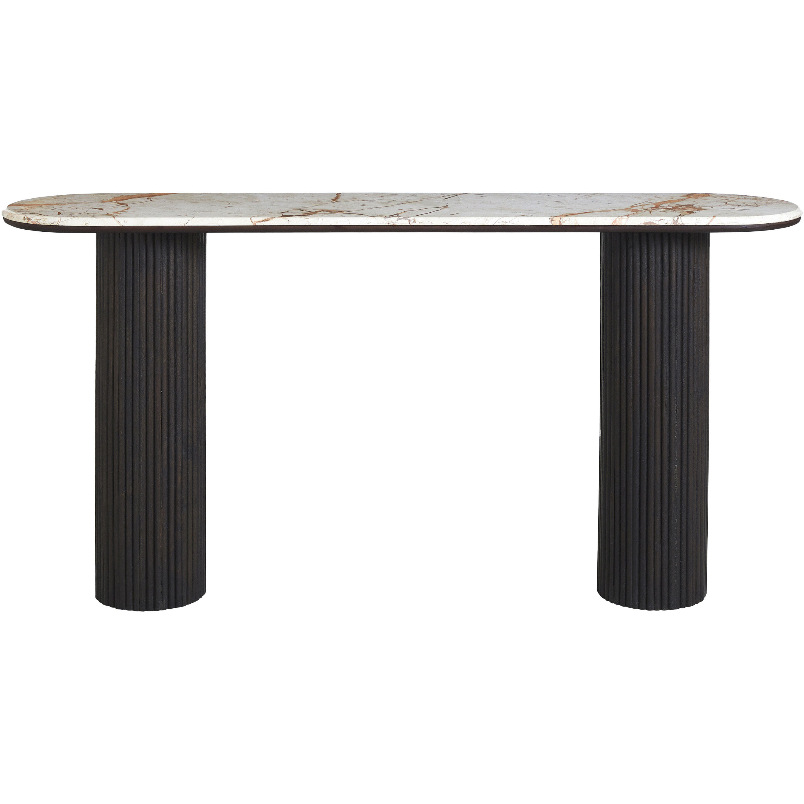 Alessio 59 inch Walnut and White Marble Console Table