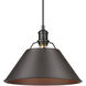 Orwell 1 Light 14 inch Matte Black Pendant Ceiling Light in Rubbed Bronze, Large