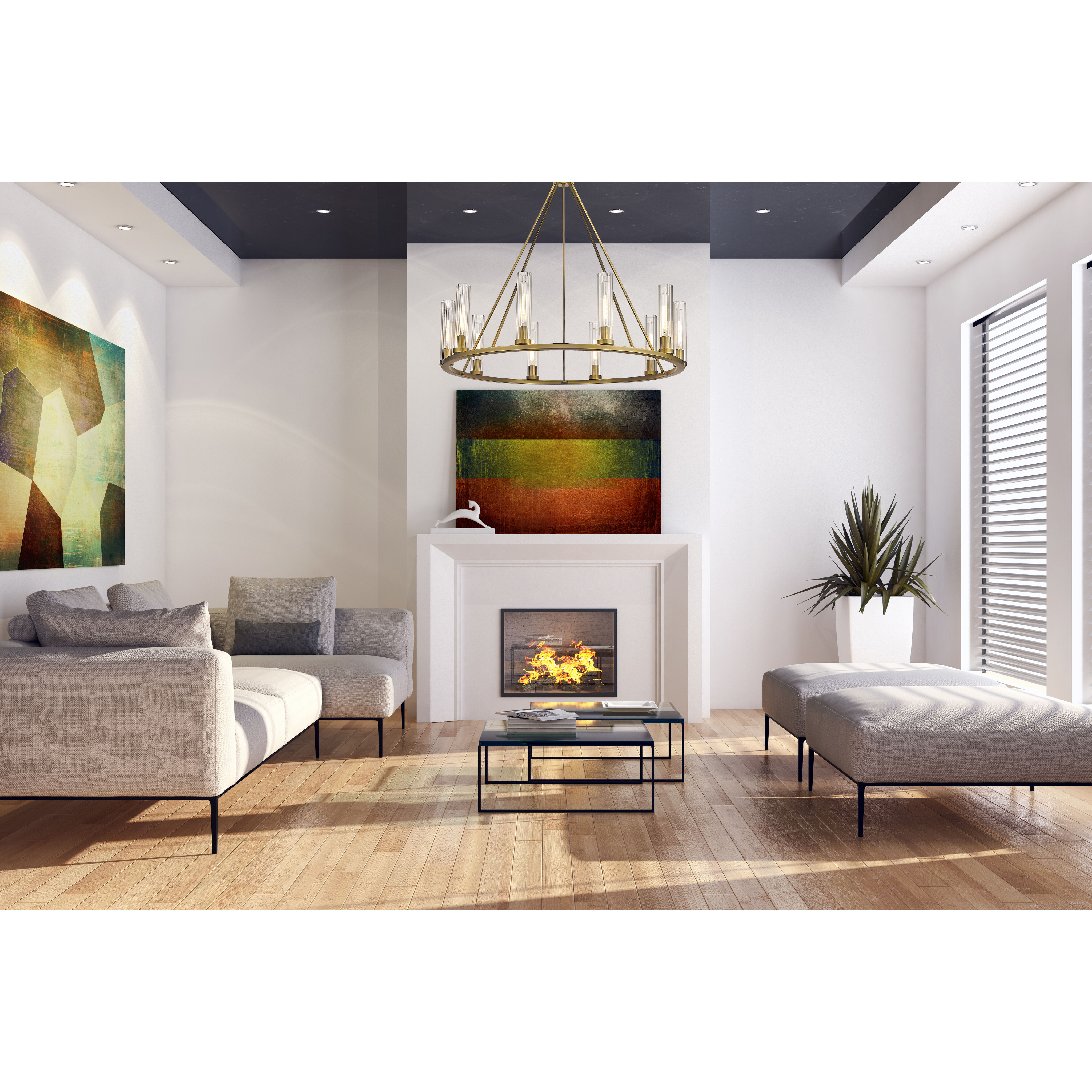 Beau 10 Light 46 inch Rubbed Brass Chandelier Ceiling Light