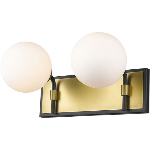 Parsons 2 Light 16 inch Matte Black and Olde Brass Vanity Wall Light