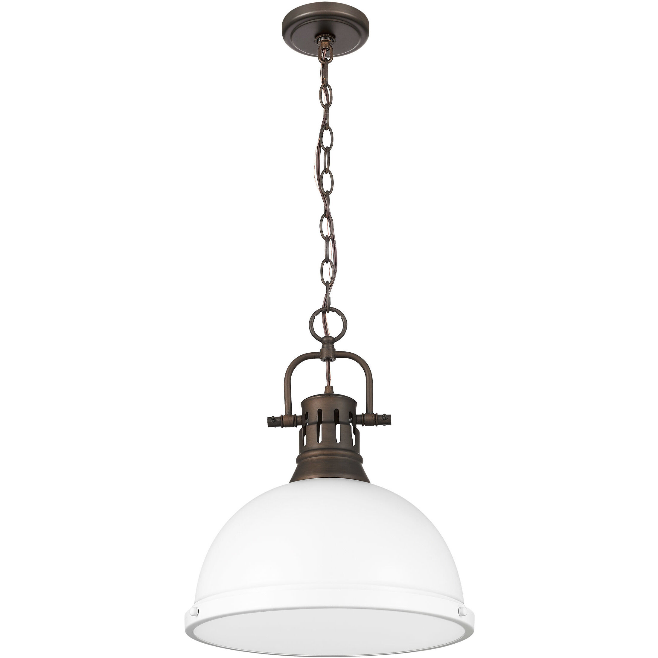 Yep Duncan 1 Light 14 inch Rubbed Bronze Pendant Ceiling Light in Matte White
