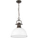 Yep Duncan 1 Light 14 inch Rubbed Bronze Pendant Ceiling Light in Matte White