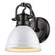 Duncan 1 Light 8 inch Matte Black Bath Vanity Wall Light in White