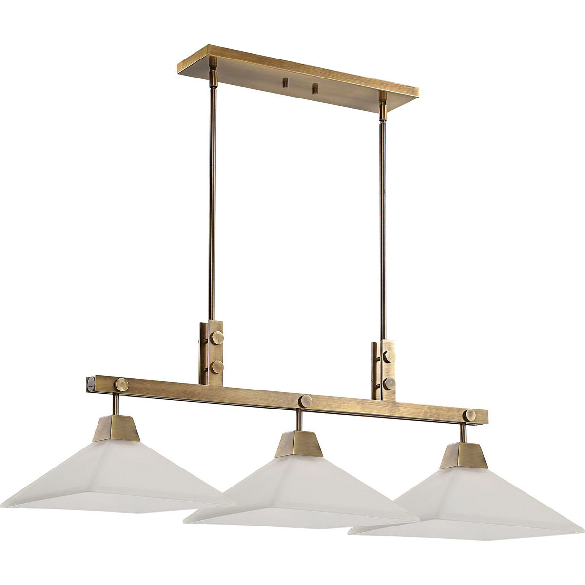 Brookdale 3 Light 44 inch Aged Brass Linear Chandelier Ceiling Light