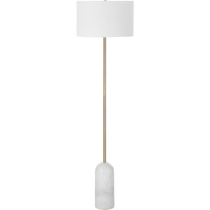 Lozica 62.5 inch 100 watt Antique Brushed Brass and Honed White Floor Lamp Portable Light