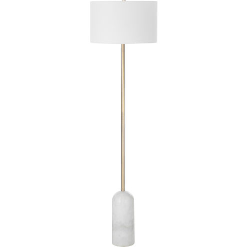 Lozica 62.5 inch 100.00 watt Antique Brushed Brass and Honed White Floor Lamp Portable Light
