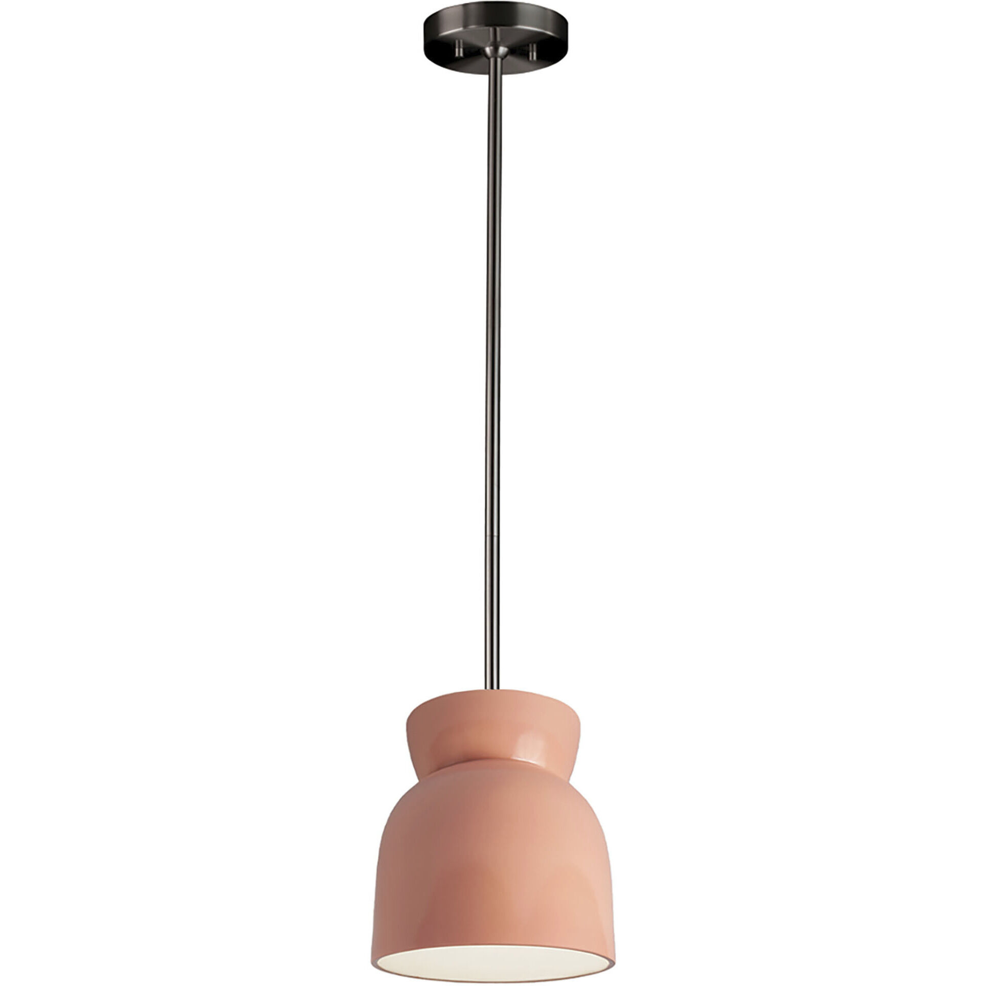 Radiance Collection 1 Light 8 inch Gloss Blush with Brushed Nickel Pendant Ceiling Light