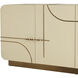 Montevito 84.5 inch Ivory and Antique Brass with Satin Walnut Credenza