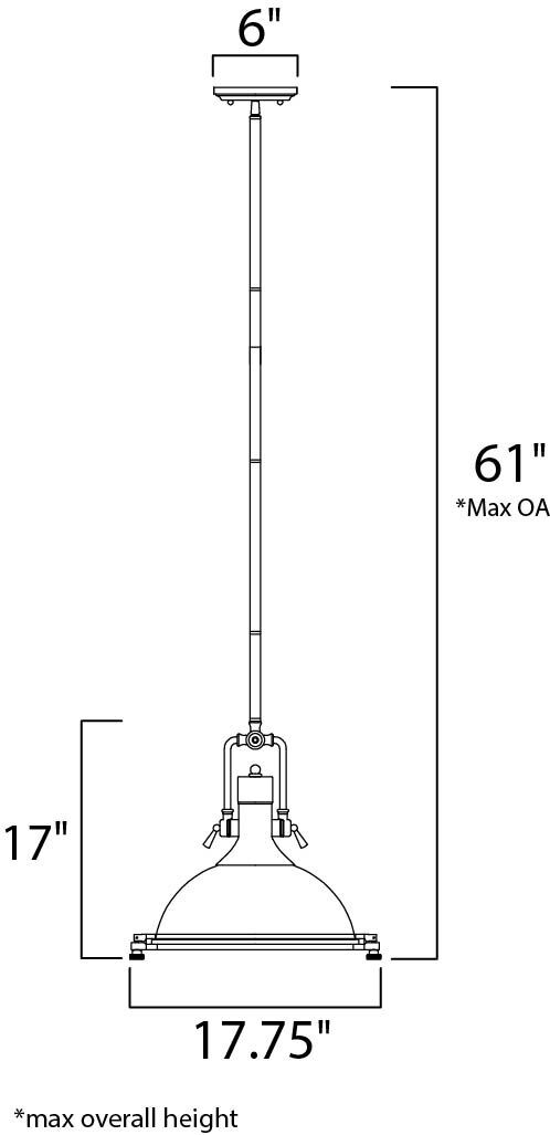 Hi-Bay 1 Light 18 inch Polished Nickel Single Pendant Ceiling Light