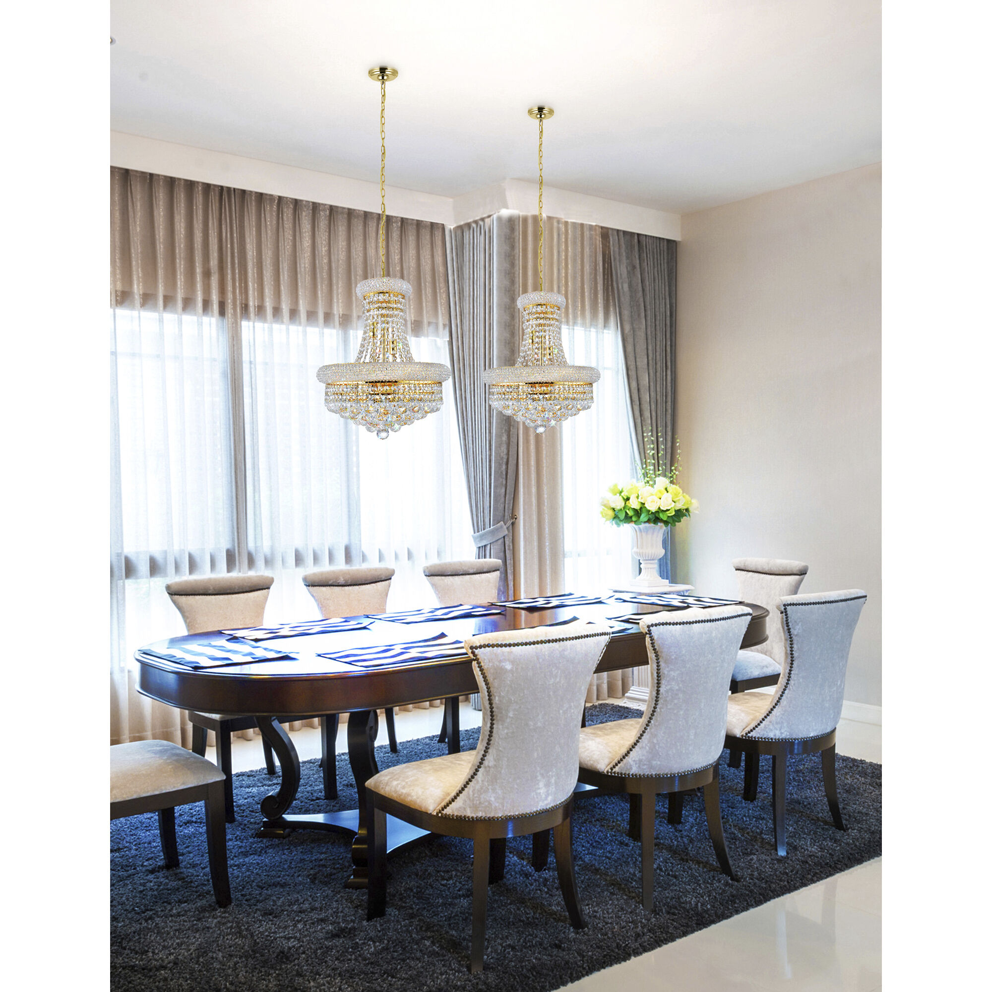 Empire 8 Light 18 inch Gold Down Chandelier Ceiling Light