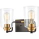 Robins 2 Light 14 inch Matte Black with Brushed Brass Vanity Light Wall Light