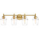 Summer Jazz 4 Light 32 inch Brushed Gold Vanity Light Wall Light