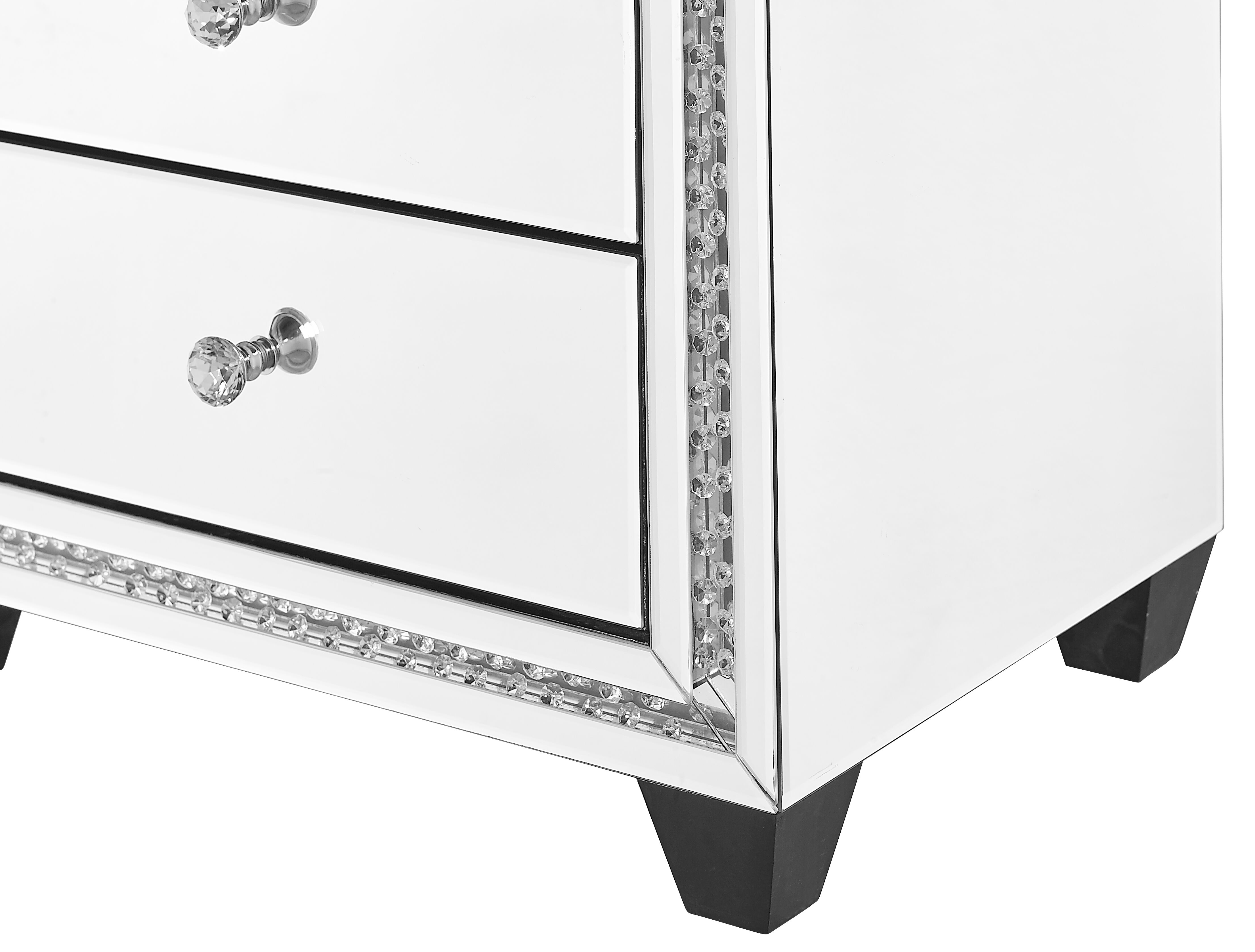 Modern 27 X 22 inch Clear Mirror and Crystal Bedside Table