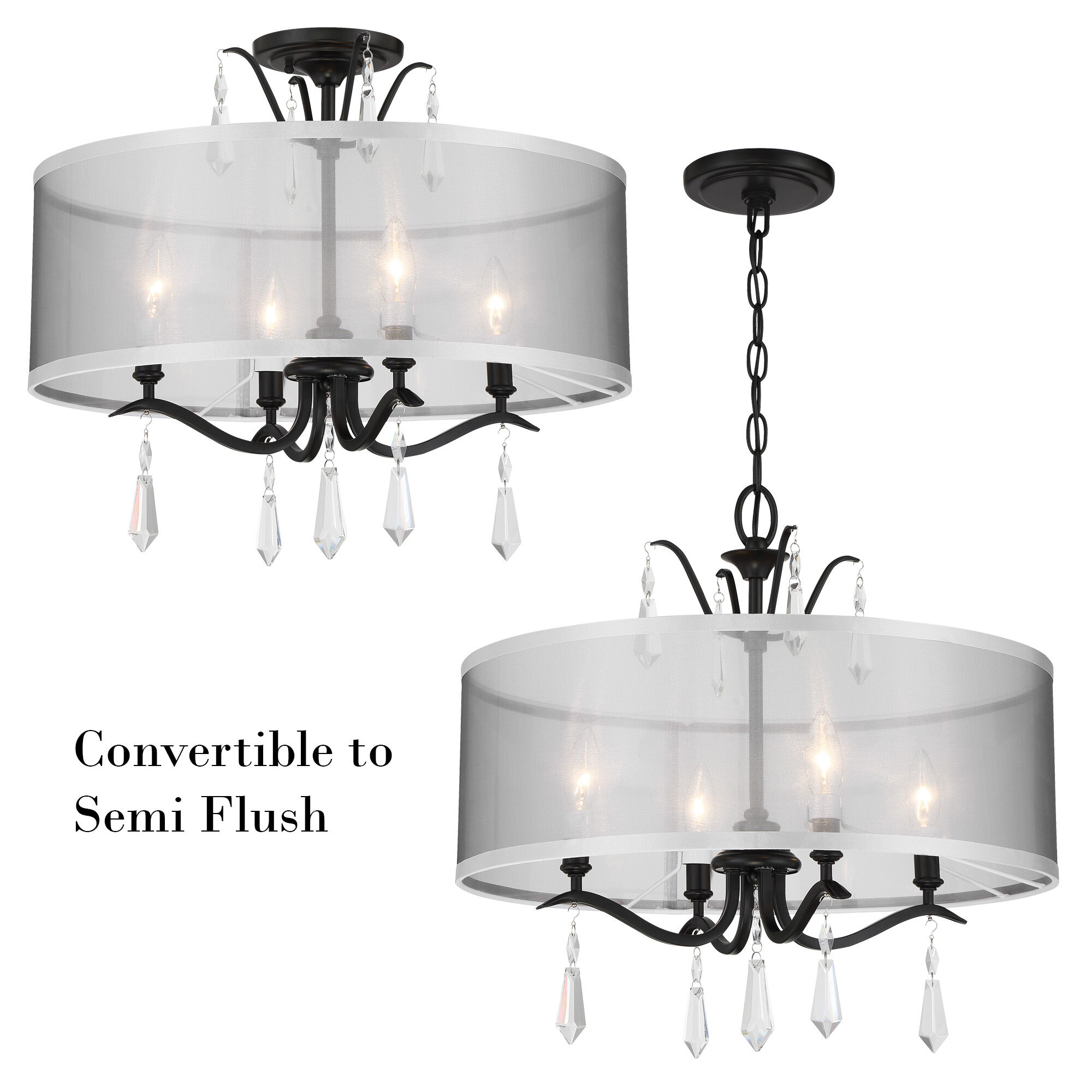 Laurel Estate 4 Light 20 inch Coal Semi Flush Ceiling Light