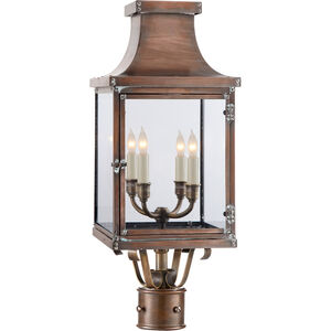 Chapman & Myers Bedford 4 Light 24.5 inch Natural Copper Outdoor Post Lantern, E.F. Chapman, Clear Glass