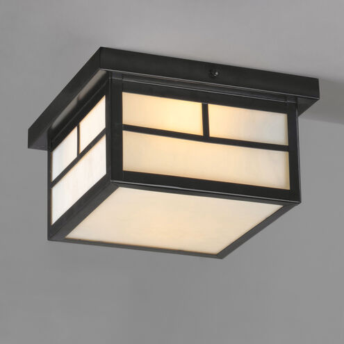 Coldwater 2 Light 9 inch Black Outdoor Flush Mount in White