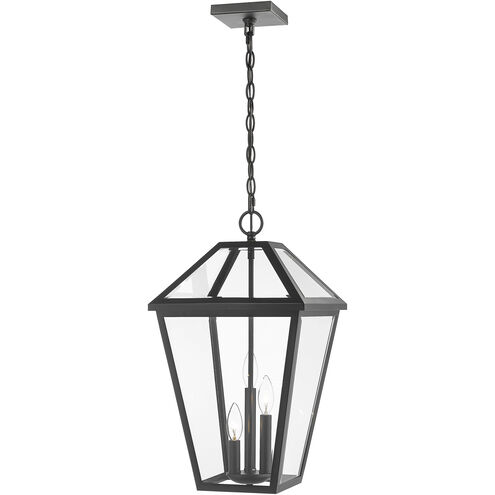 Talbot 3 Light 12.25 inch Black Outdoor Chain Mount Ceiling Fixture in Clear Beveled Glass