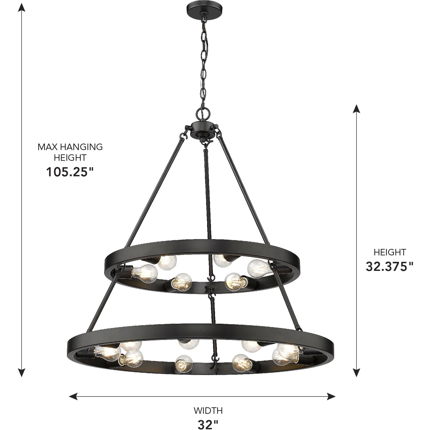 Castile 15 Light 32 inch Matte Black Chandelier Ceiling Light