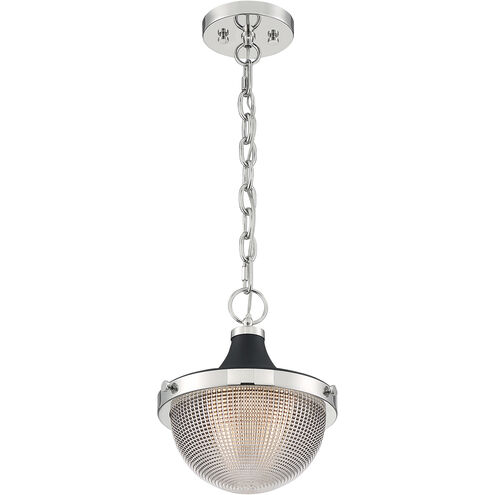 Faro 1 Light 10 inch Polished Nickel and Black Accents Pendant Ceiling Light