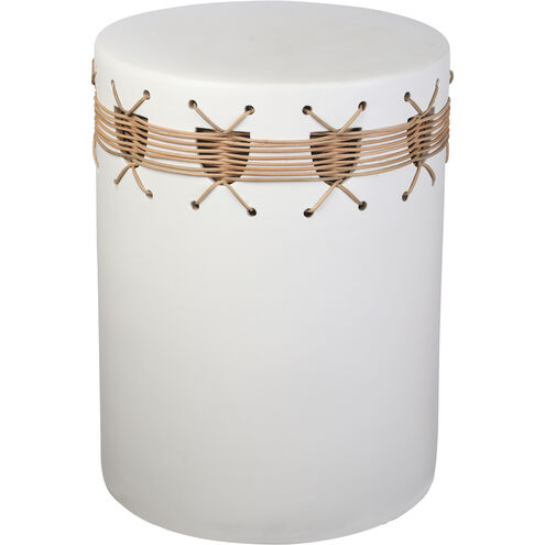 Sabira 17 inch White Glazed with Natural Accent Stool