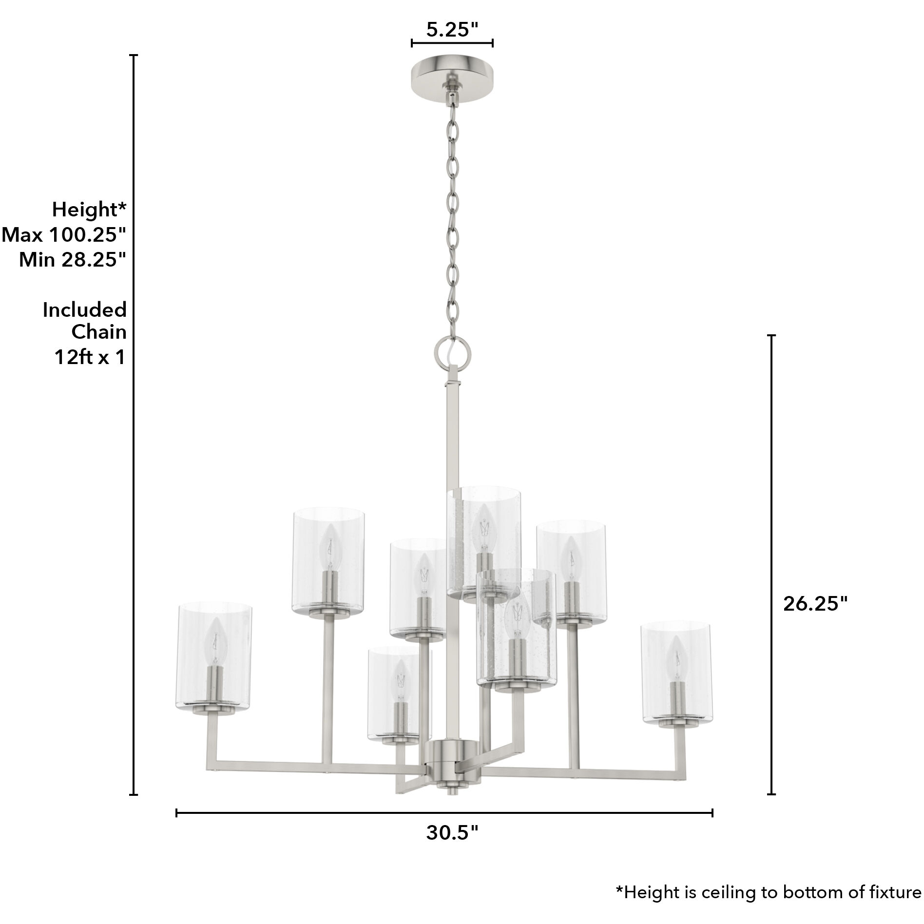 Kerrison 8 Light 30.5 inch Brushed Nickel Chandelier Ceiling Light