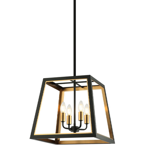 Rosalie 4 Light 16 inch Matte Black and Aged Gold Brass Pendant Ceiling Light