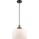 Ballston X-Large Bell 1 Light 12 inch Black Antique Brass Mini Pendant Ceiling Light in Matte White Glass