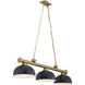 Cordon 3 Light 55.25 inch Heritage Brass Billiard Ceiling Light in Matte Black