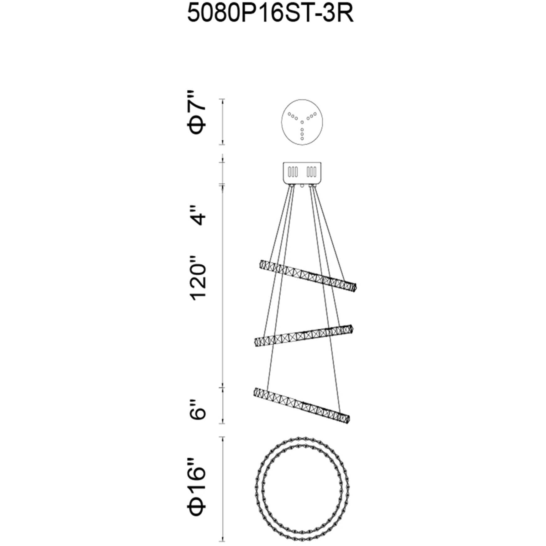 Ring LED 16 inch Chrome Chandelier Ceiling Light